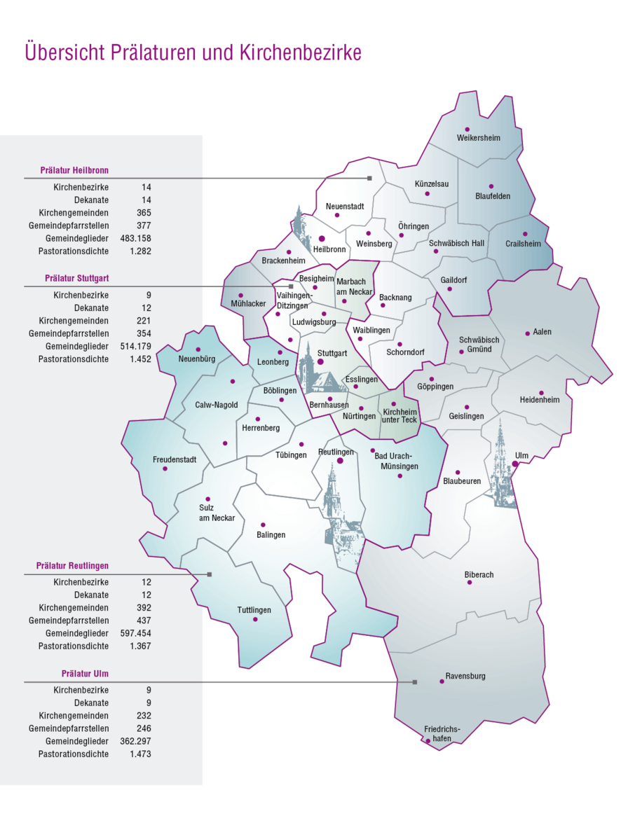 Übersicht Prälaturen und Kirchenbezirke