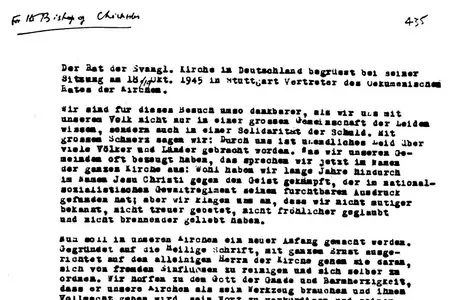 Der Originaltext des Stuttgarter Schuldbekenntnisses.
