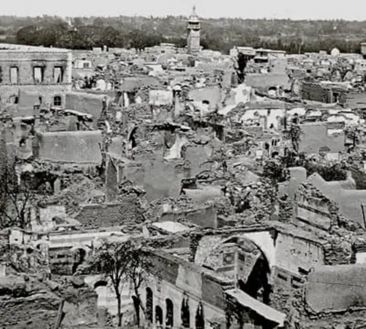 Zerstörtes christliches Viertel in Damaskus im Jahr 1860.