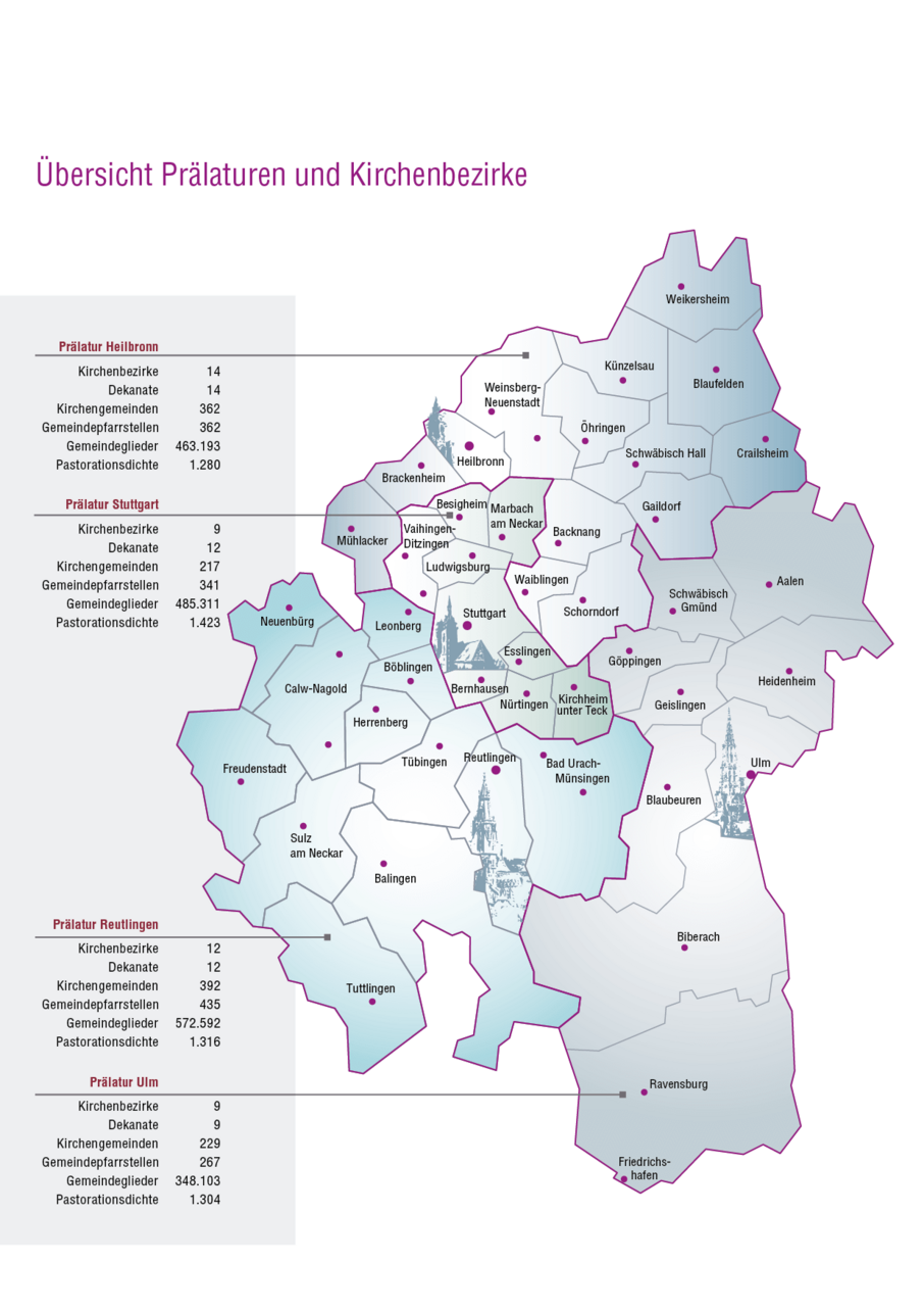 Übersicht Prälaturen und Kirchenbezirke