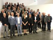 Tagung 20 Jahre kirchliches Umweltmanagement KirUm, erste Reihe vlnr: Dr. Oliver Foltin, Carel Mohn, Prof. Dr. Markus Vogt, Landesbischöfin Kristina Kühnbaum-Schmidt (Nordkirche), Siglinde Hinderer, Landesbischof Ernst-Wilhelm Gohl (Württemberg)