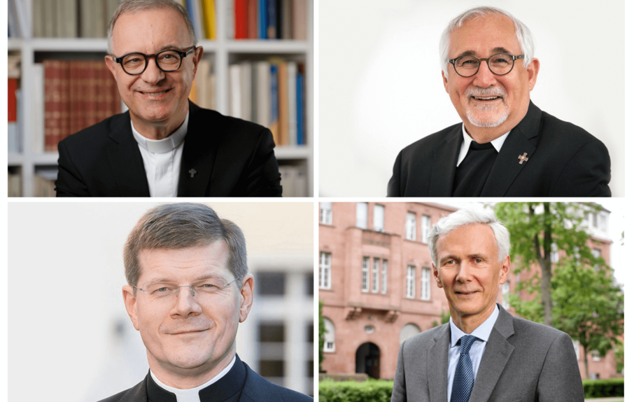 Die vier Bischöfe in Baden-Württemberg: Dr. h . c. Frank Otfried July, Dr. Gebhard Fürst, Stephan Burger, Prof. Dr. Jochen Cornelius Bundschuh