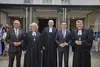 vlnr Landtagspräsident Thomas Strobl, Landesbischöfin Dr. Heike Springhart, Ralph Hartmann, stellvertr. Ministerpräsident und Innenminister Manuel Hagel (CDU), Landesbischof Ernst-Wilhelm Gohl - Amtseinführung Ralph Hartmann 