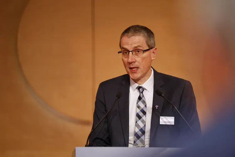 Tobias Geiger, Vorsitzender des Finanzausschusses Herbsttagung der württembergischen evangelischen Landessynode im Hospitalhof.